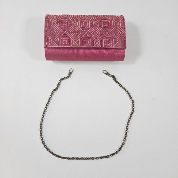 Fabindia Silk Embroidered Clutch Pink Color Including Chain New With Tags - Picture 9 of 13